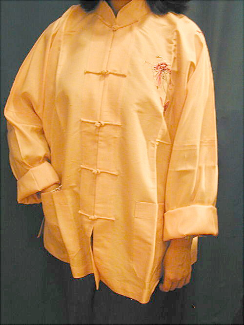 J13-A Shan Tung Silk Jacket embroidered with Butterfly -Yellow.